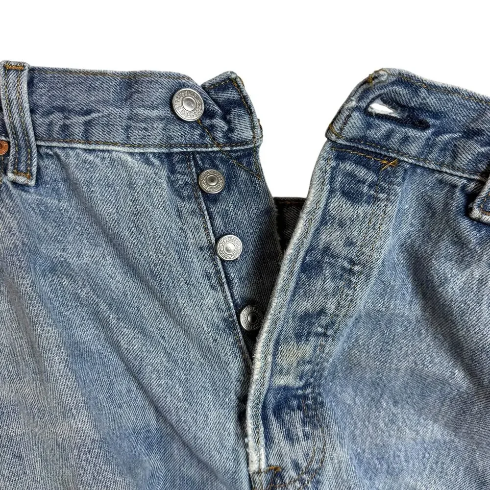 Levi's‎ 501 Jeans Men 34x29 Blue Distress Stonewash Button-Fly Mid-Rise Straight